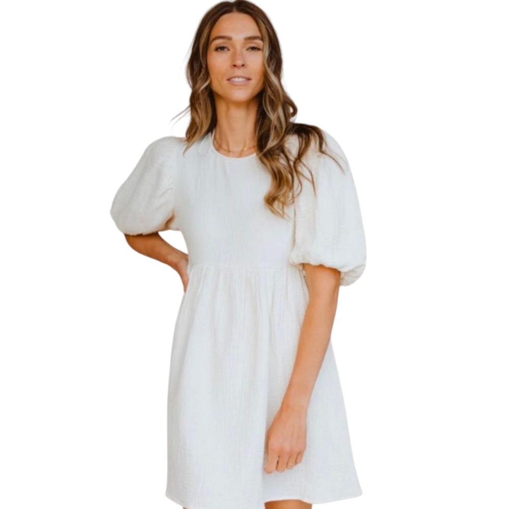 Mable Cream Puff Sleeve Dress - Women’s Size S